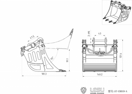 Hydraulische Kippschaufel für Lesu Ketten Bagger