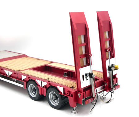 Preview: FM 4-Achs-Tieflader-Anhänger mit hydraulischen Rampen 1:14