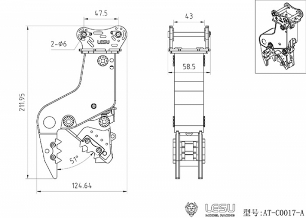 Hydraulik Abbruchzange für Lesu Kettenbagger