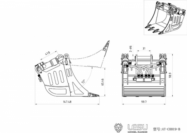 Hydraulische Kippschaufel für Lesu Bagger