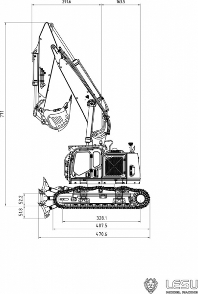 RC Lesu Racing 1:14 Kurzheck Ketten Bagger Aoue ET35